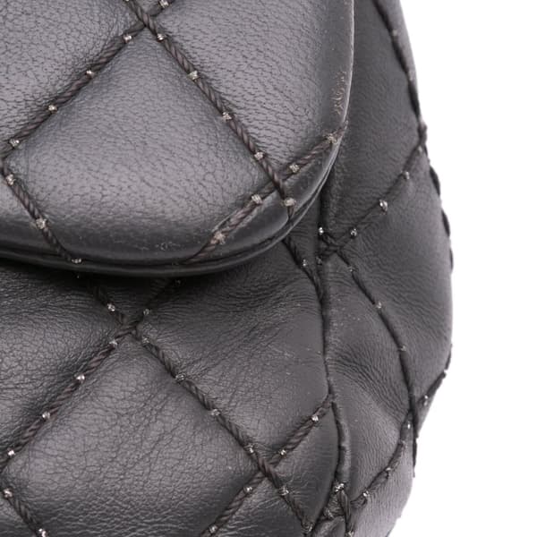Pre-owned Chanel Quilted Lambskin Stitched Single Flap Gray