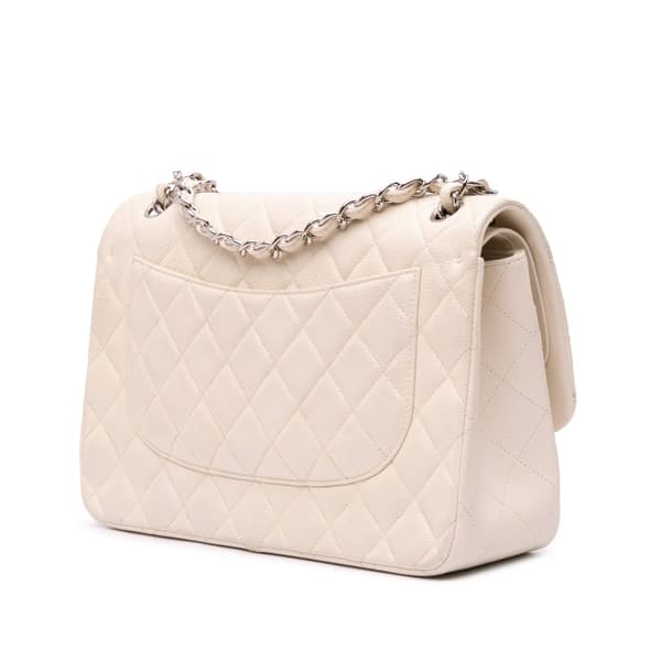 Pre-owned Chanel Jumbo Classic Caviar Double Flap White