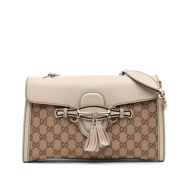 Pre-owned Gucci Medium GG Canvas Emily Shoulder Bag Brown