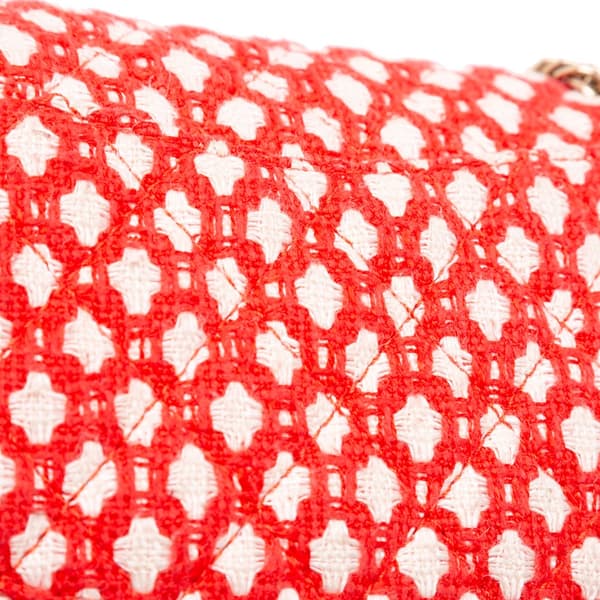 Pre-owned Chanel Medium Quilted Tweed Bijoux Chain Double Flap Red