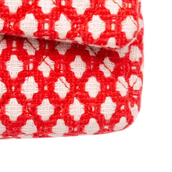 Pre-owned Chanel Medium Quilted Tweed Bijoux Chain Double Flap Red