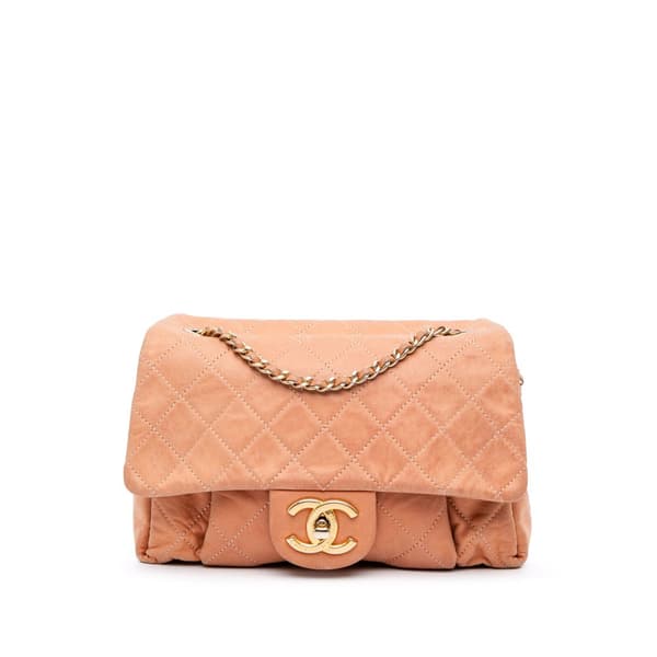 Pre-owned Chanel Quilted Calfskin Chic Quilt Flap Orange