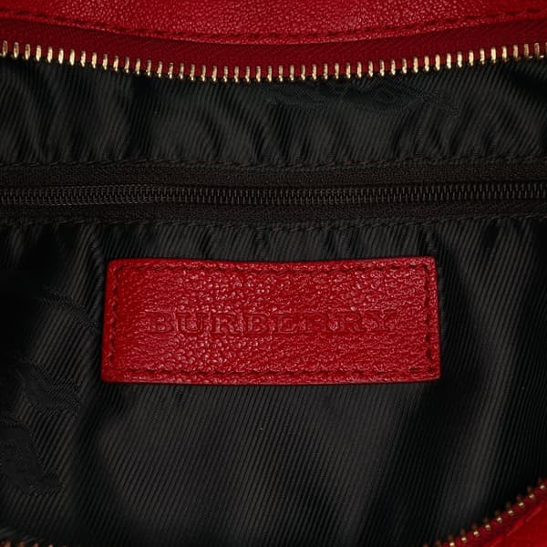 Pre-owned Burberry Leather Hobo Red