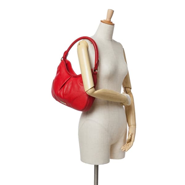 Pre-owned Burberry Leather Hobo Red