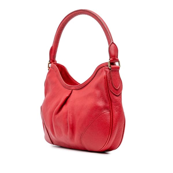 Pre-owned Burberry Leather Hobo Red