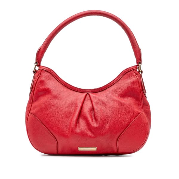 Pre-owned Burberry Leather Hobo Red