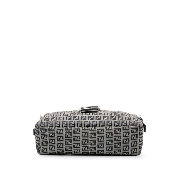 Pre-owned Fendi Zucchino Canvas Shoulder Bag Gray