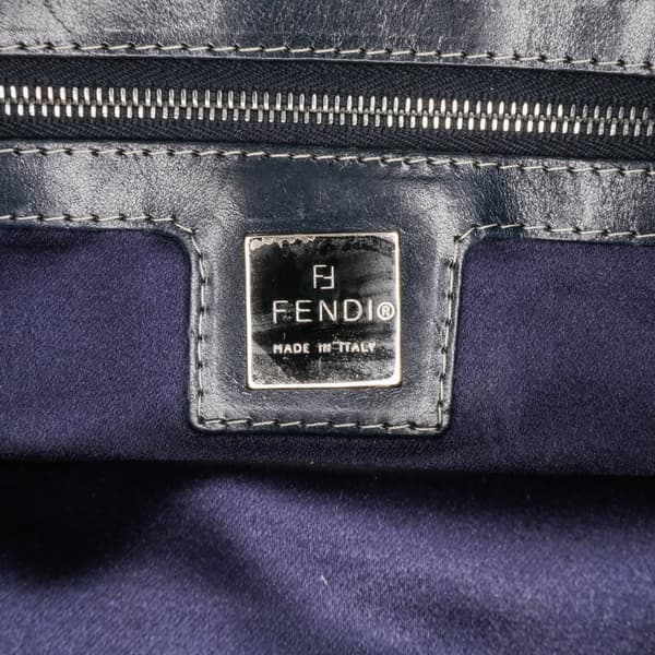 Pre-owned Fendi Zucchino Canvas Shoulder Bag Gray