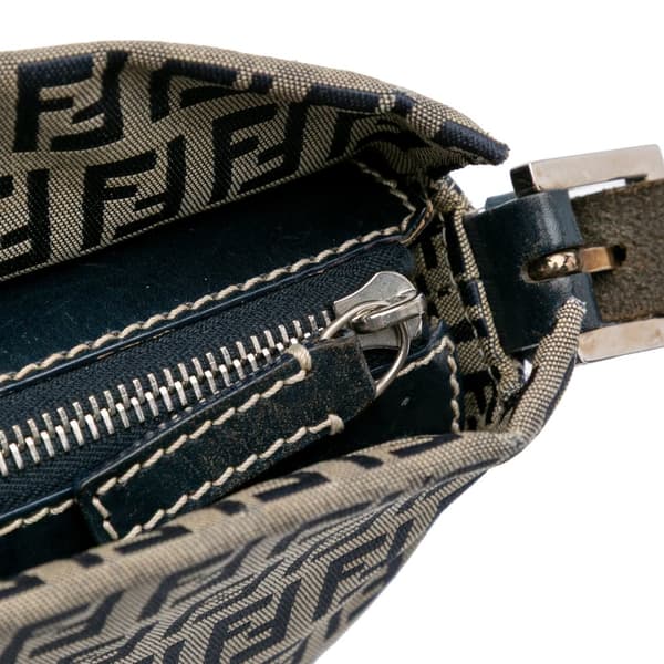 Pre-owned Fendi Zucchino Canvas Shoulder Bag Gray