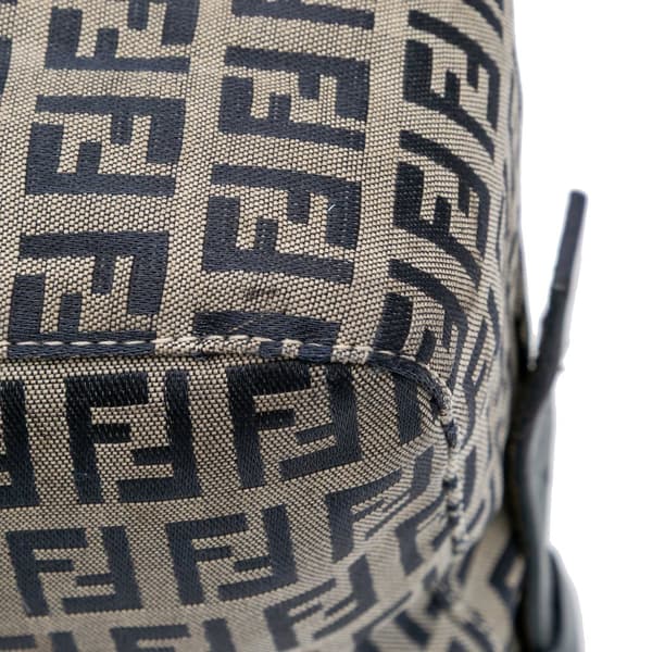 Pre-owned Fendi Zucchino Canvas Shoulder Bag Gray