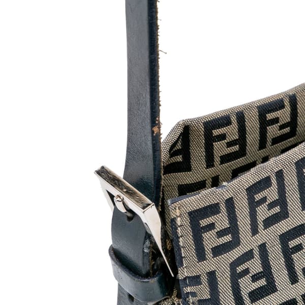 Pre-owned Fendi Zucchino Canvas Shoulder Bag Gray