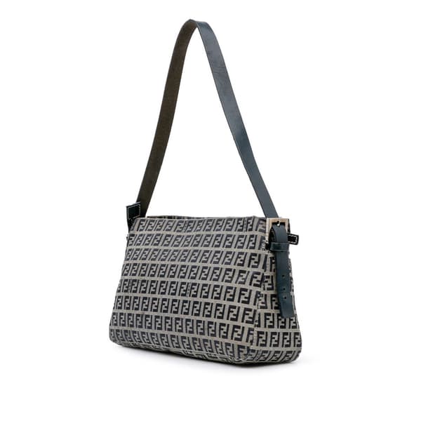 Pre-owned Fendi Zucchino Canvas Shoulder Bag Gray