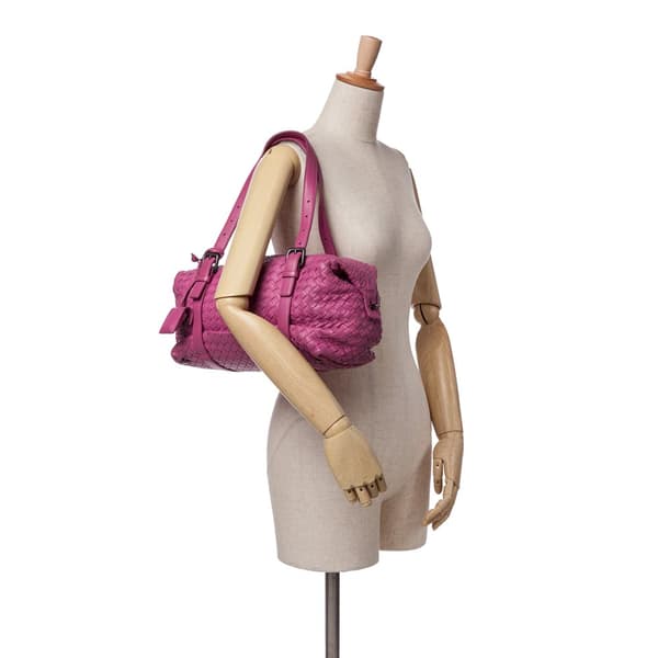 Pre-owned Bottega Veneta Nappa Intrecciato Montaigne Shoulder Bag Pink