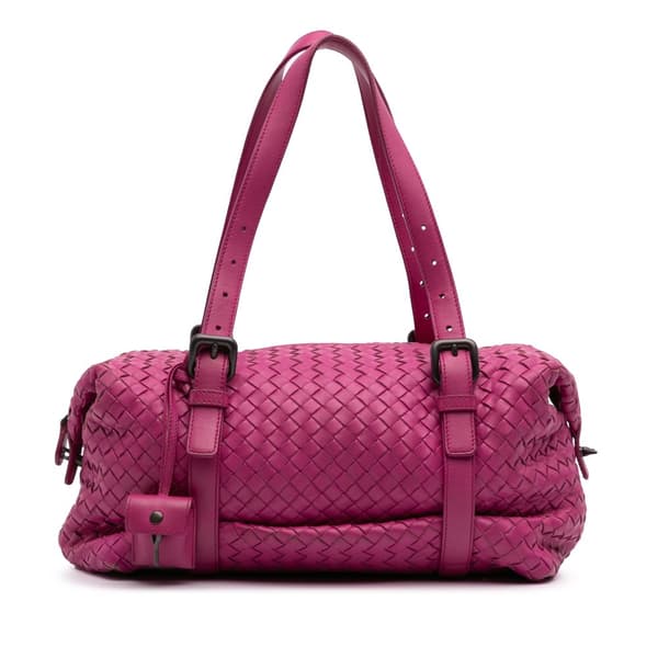 Pre-owned Bottega Veneta Nappa Intrecciato Montaigne Shoulder Bag Pink