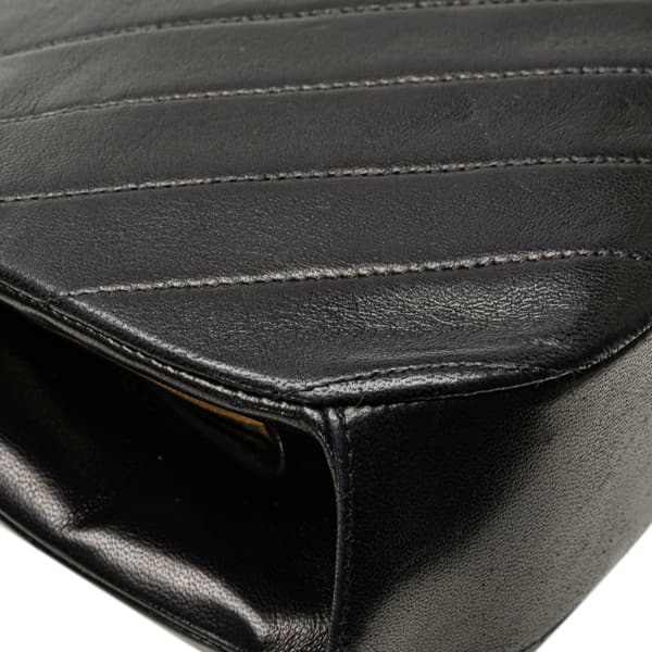Pre-owned Chanel CC Chevron Lambskin Frame Chain Shoulder Bag Black