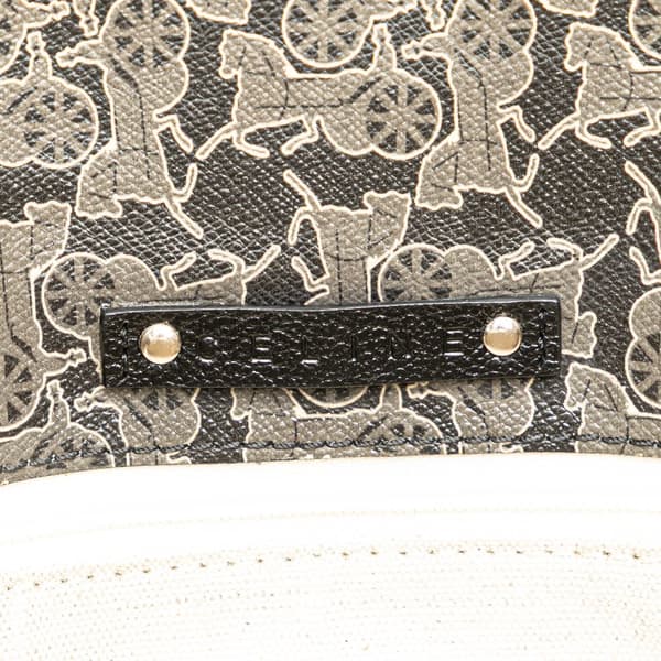 Pre-owned Celine Horse Carriage Coated Canvas Shoulder Bag Black