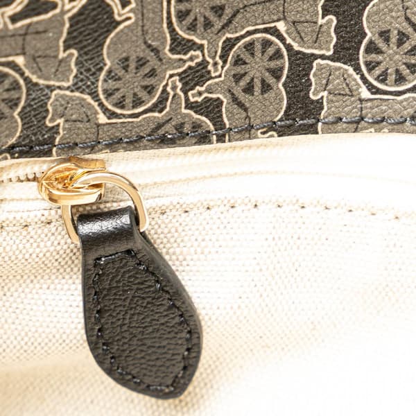 Pre-owned Celine Horse Carriage Coated Canvas Shoulder Bag Black