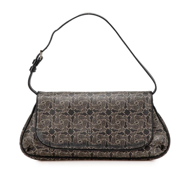 Pre-owned Celine Horse Carriage Coated Canvas Shoulder Bag Black
