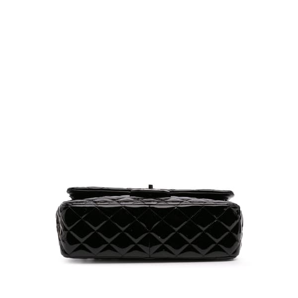 Pre-owned Chanel Jumbo Classic Patent Double Flap Black