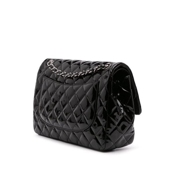 Pre-owned Chanel Jumbo Classic Patent Double Flap Black