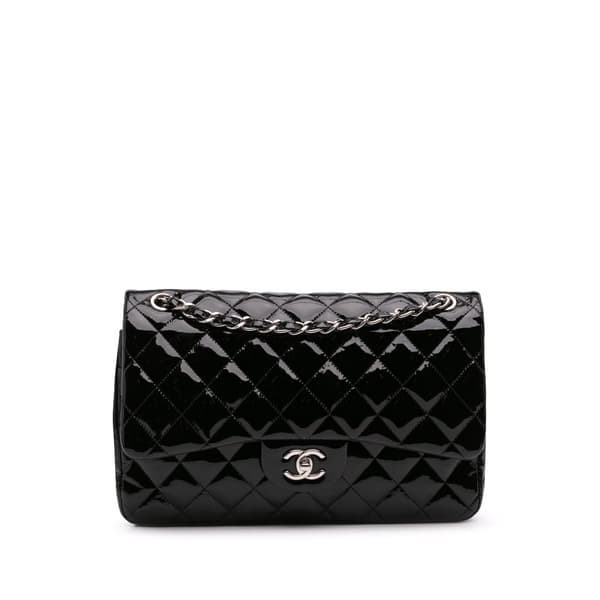 Pre-owned Chanel Jumbo Classic Patent Double Flap Black