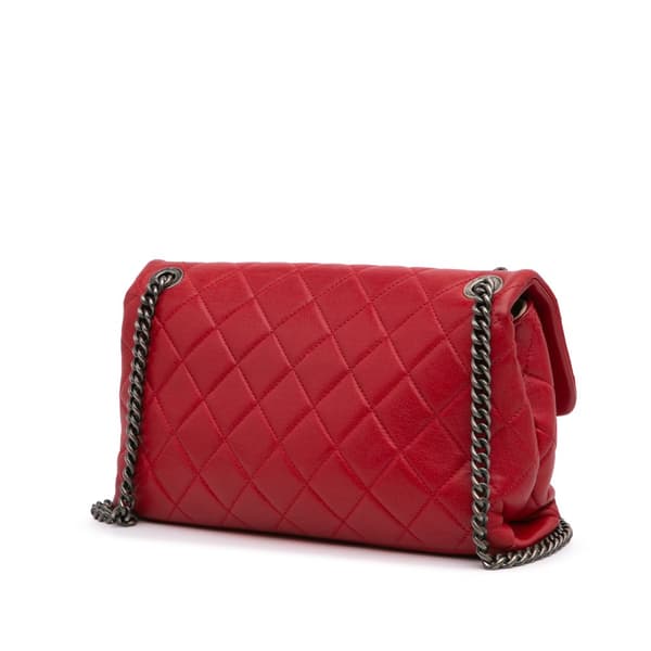 Pre-owned Chanel Quilted Lambskin Rocks Flap Bag Red