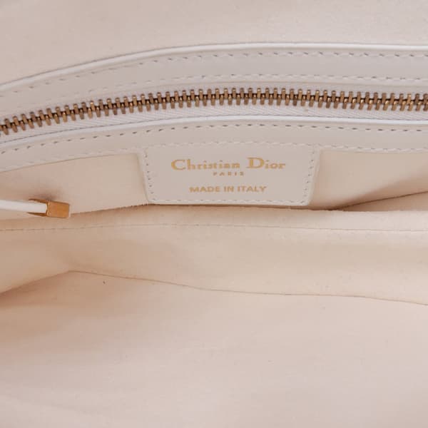 Pre-owned Dior Perforated Oblique Embossed Calfskin Saddle Bag White