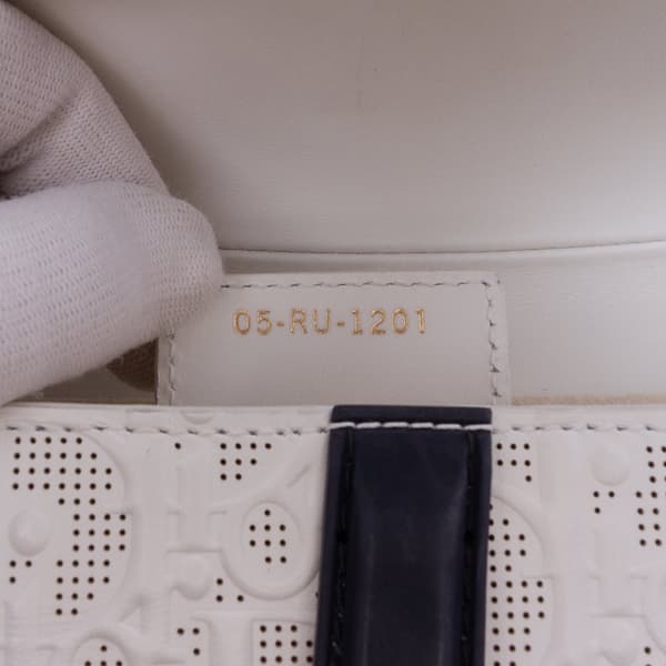 Pre-owned Dior Perforated Oblique Embossed Calfskin Saddle Bag White