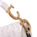 Miniatyrbild 7 av 9: Pre-owned Dior Perforated Oblique Embossed Calfskin Saddle Bag White