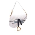 Miniatyrbild 1 av 9: Pre-owned Dior Perforated Oblique Embossed Calfskin Saddle Bag White