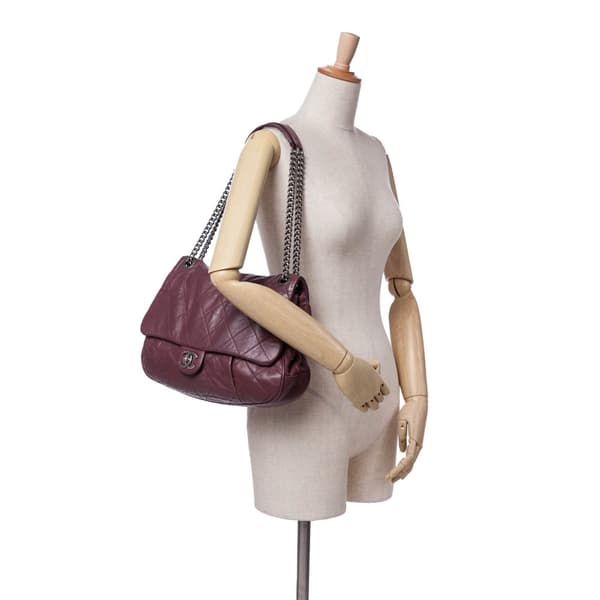 Pre-owned Chanel Quilted Calfskin Coco Pleats Flap Red
