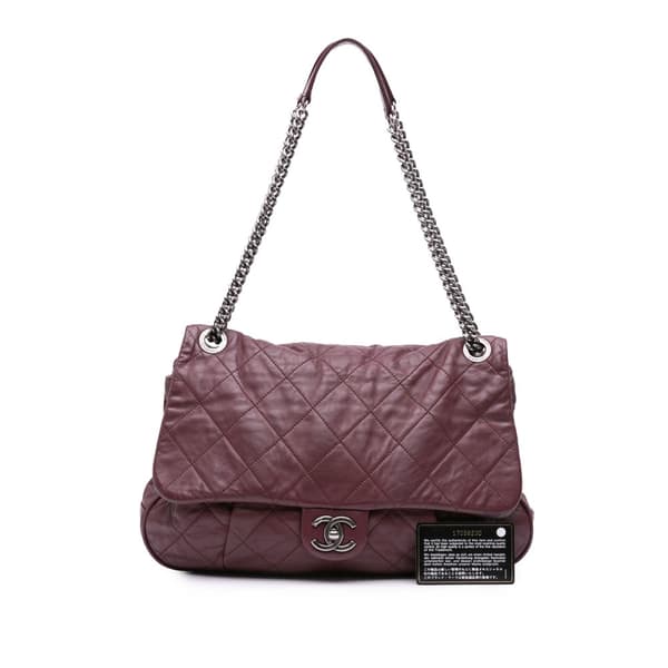 Pre-owned Chanel Quilted Calfskin Coco Pleats Flap Red