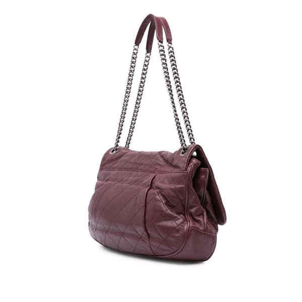 Pre-owned Chanel Quilted Calfskin Coco Pleats Flap Red