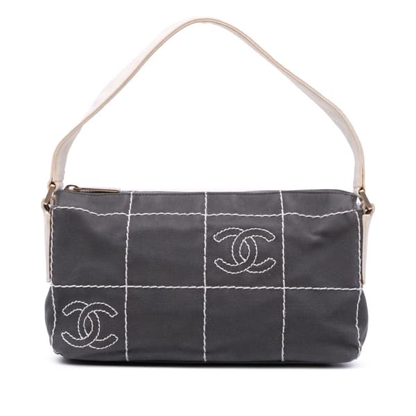 Pre-owned Chanel CC Chocolate Bar Canvas Shoulder Bag Black
