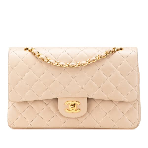 Pre-owned Chanel Medium Classic Lambskin Double Flap Brown