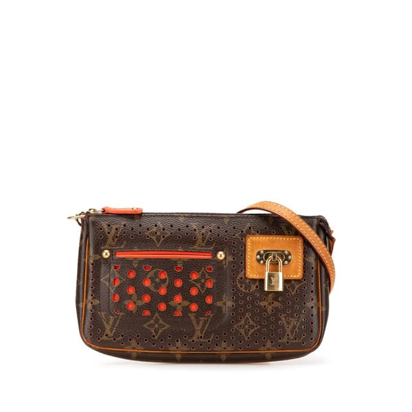 Pre-owned Louis Vuitton Monogram Perforated Pochette Accessoires Brown