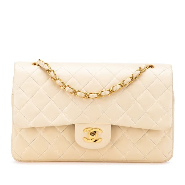 Pre-owned Chanel Medium Classic Lambskin Double Flap Brown