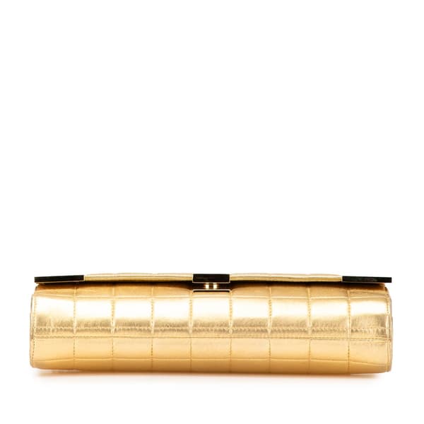 Pre-owned Chanel CC Choco Bar Metallic Lambskin Flap Gold
