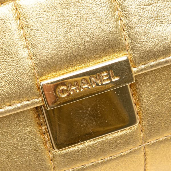 Pre-owned Chanel CC Choco Bar Metallic Lambskin Flap Gold