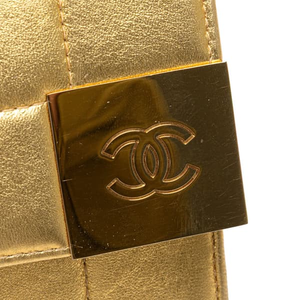 Pre-owned Chanel CC Choco Bar Metallic Lambskin Flap Gold