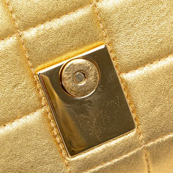 Pre-owned Chanel CC Choco Bar Metallic Lambskin Flap Gold