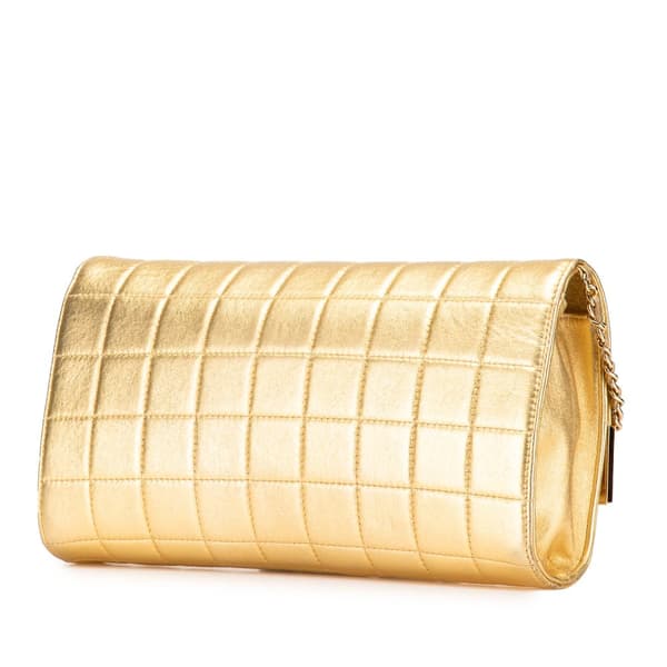 Pre-owned Chanel CC Choco Bar Metallic Lambskin Flap Gold