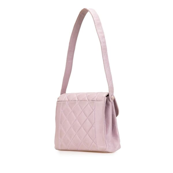 Pre-owned Chanel CC Quilted Lambskin Diana Flap Shoulder Bag Pink