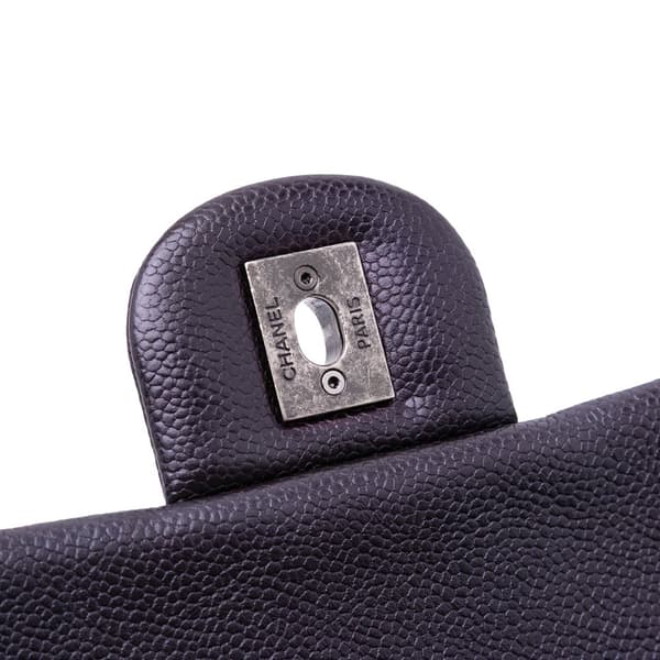 Pre-owned Chanel Jumbo Quilted Caviar Easy Flap Bag Purple