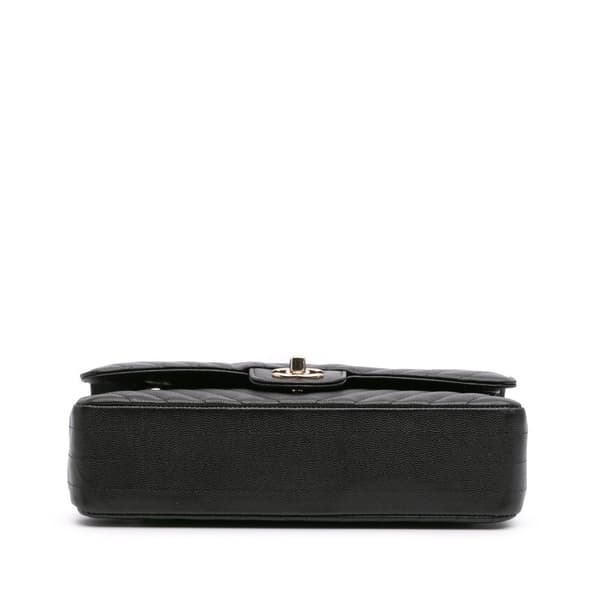 Pre-owned Chanel Medium Classic Chevron Caviar Double Flap Black