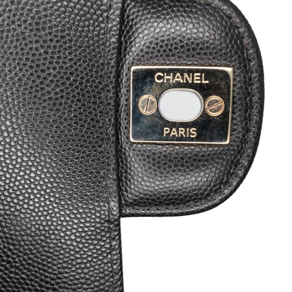 Pre-owned Chanel Medium Classic Chevron Caviar Double Flap Black