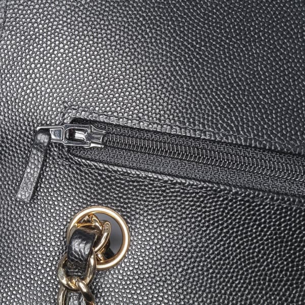 Pre-owned Chanel Medium Classic Chevron Caviar Double Flap Black
