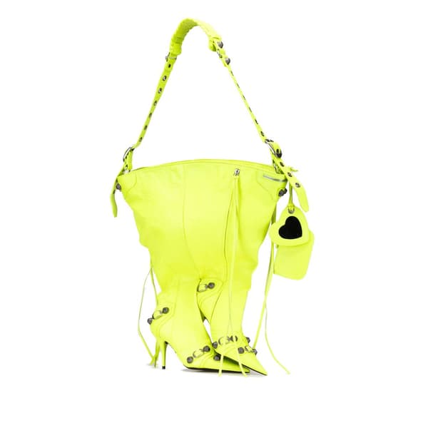 Pre-owned Balenciaga Lambskin Le Cagole Boot Bag Green