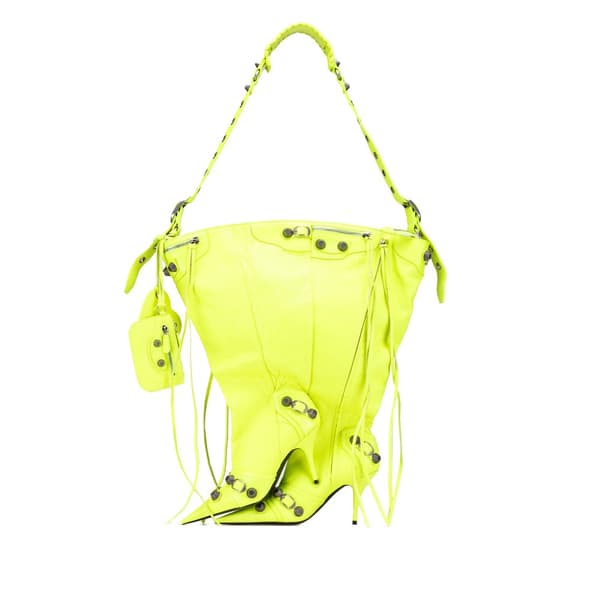 Pre-owned Balenciaga Lambskin Le Cagole Boot Bag Green
