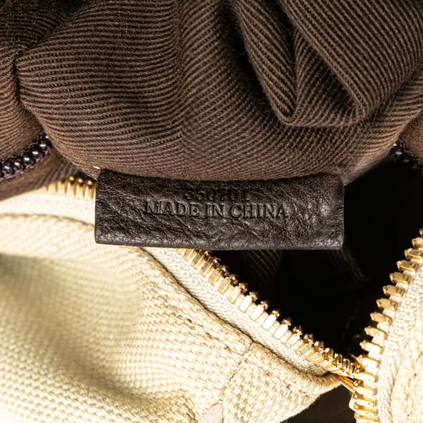 Pre-owned LOEWE Anagram Canvas Shoulder Bag Brown